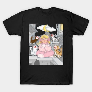 Cold Night With Cat Meowings T-Shirt